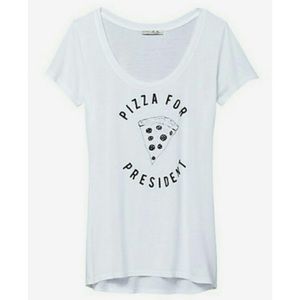 NWOT! Express Pizza For President T-Shirt M Black Short Sleeve Lightweight Women